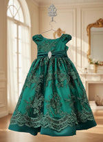 Party / Flower Girl Dress (191)-Girls-Emerald Green-2-Chacho's Kids