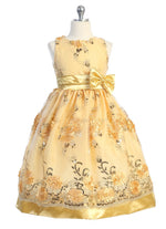 Party / Flower Girl Dress (SS3010D)-Girls-Yellow-2-Chacho's Kids