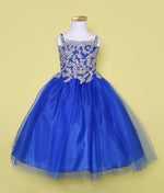 Party / Flower Girl Dress (D-778-Big)-Girls-Royal/Gold-14-Chacho's Kids