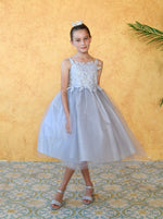 Party / Flower Girl Dress (D-778)-Girls-Silver-2-Chacho's Kids