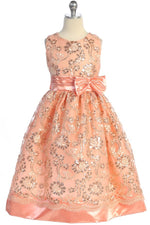 Party / Flower Girl Dress (SS1046)-Girls-Peach-2-Chacho's Kids