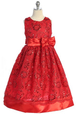 Party / Flower Girl Dress (SS1046)-Girls-Red-2-Chacho's Kids