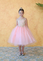 Party / Flower Girl Dress (D-778)-Girls-Blush/Gold-2-Chacho's Kids