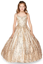 Ball Gown Dress (8007)-Girls-Champagne-2-Chacho's Kids