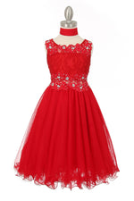 Party / Flower Girl Dress (5010)-Girls-Red-4-Chacho's Kids