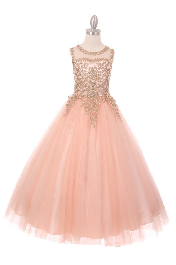 Ball Gown Dress (5041)-Girls-Blush-4-Chacho's Kids