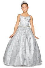 Ball Gown Dress (8007)-Girls-Silver-2-Chacho's Kids