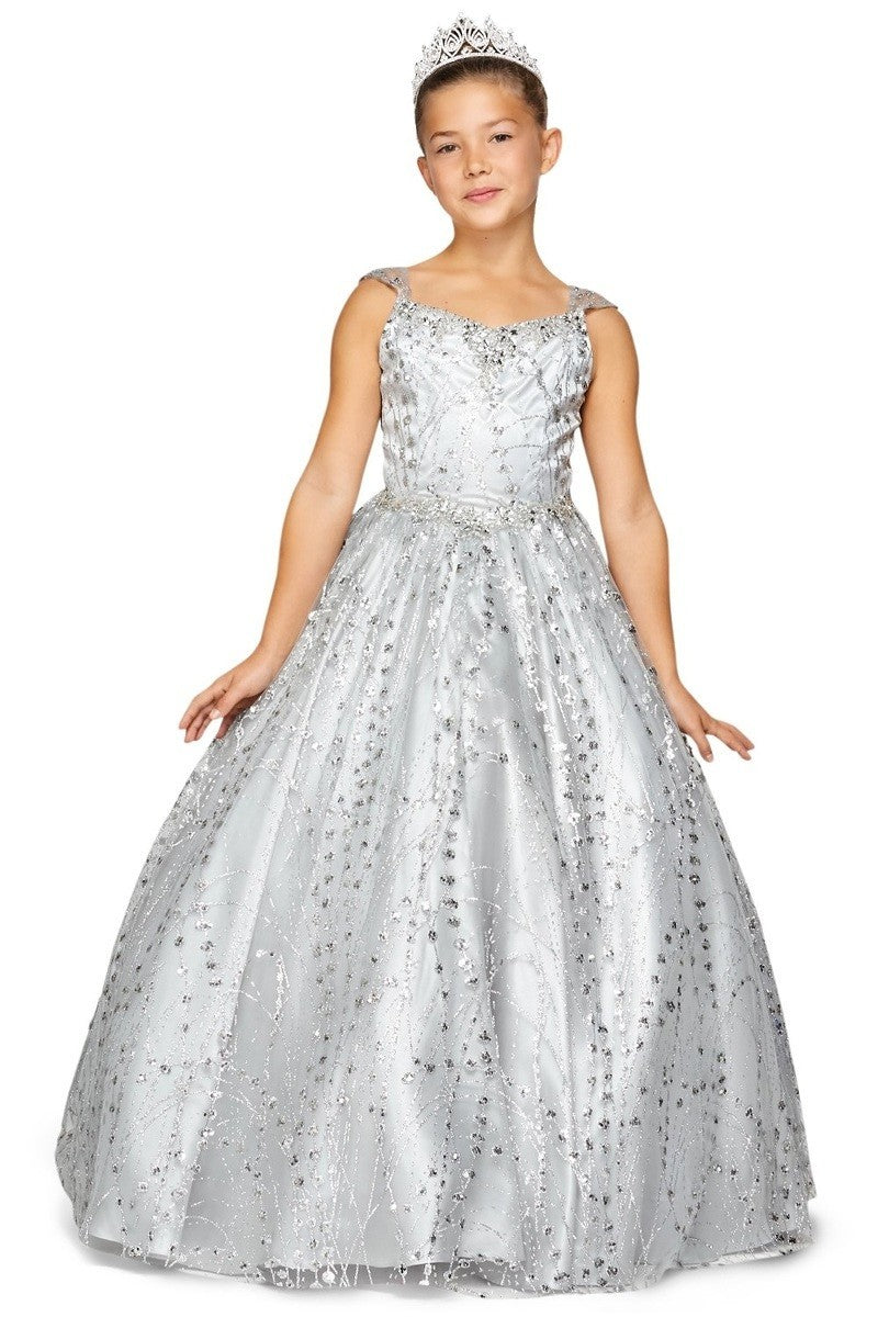 Ball Gown Dress (8007)-Girls-Silver-2-Chacho's Kids