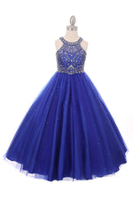 Ball Gown Dress (5027)-Girls-Royal Blue-4-Chacho's Kids