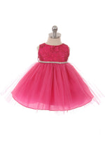 Baby Party / Flower Girl Dress (SS1027BA)-Girls-Fuchsia-3M-Chacho's-Kids