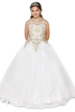 Ball Gown Dress (5041)-Girls-Off White-4-Chacho's Kids