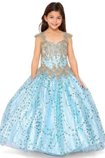 Ball Gown Dress (8024)-Girls-Blue-2-Chacho's Kids