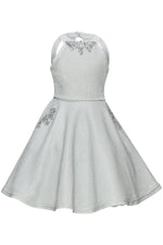 Party / Flower Girl Dress (5085)-Girls-Silver-2-Chacho's Kids