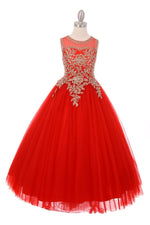 Ball Gown Dress (5041)-Girls-Red-4-Chacho's Kids