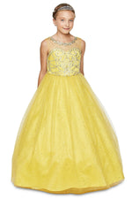 Ball Gown Dress (5042)-Girls-Yellow-2-Chacho's Kids