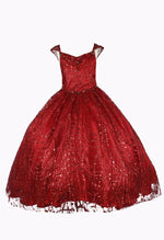 Ball Gown Dress (8007)-Girls-Red-2-Chacho's Kids