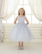 Party / Flower Girl Dress (D-754)-Girls-Silver-2-Chacho's Kids