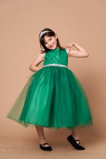 Party / Flower Girl Dress (D-754)-Girls-Emerald Green-2-Chacho's Kids