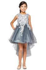 Party / Flower Girl Dress (9038)-Girls-Silver-4-Chacho's Kids
