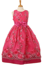 Party / Flower Girl Dress (SS3010D)-Girls-Fuchsia-2-Chacho's Kids