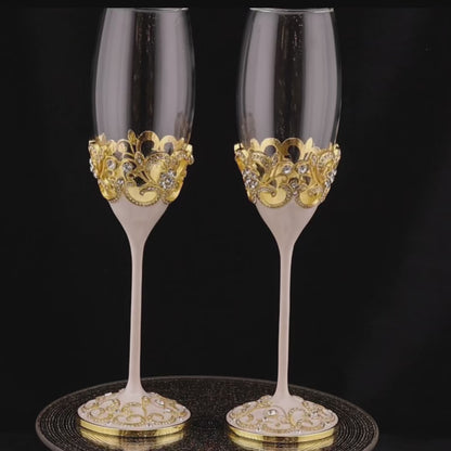 Wedding Flutes Set-Gold-091