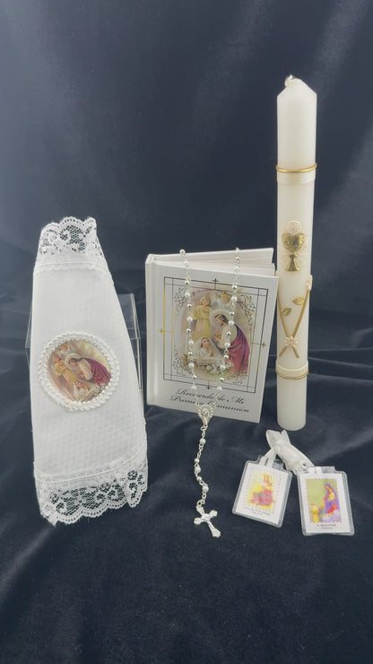 Girls Basic First Communion Candle Set (Spanish)