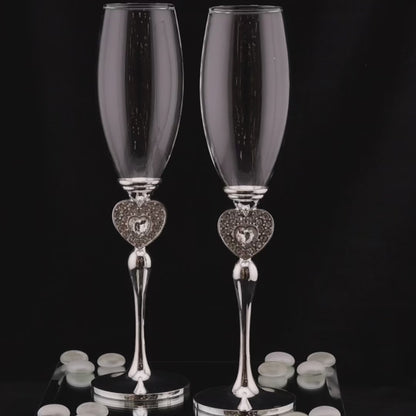 Wedding Flutes Set-Silver-061