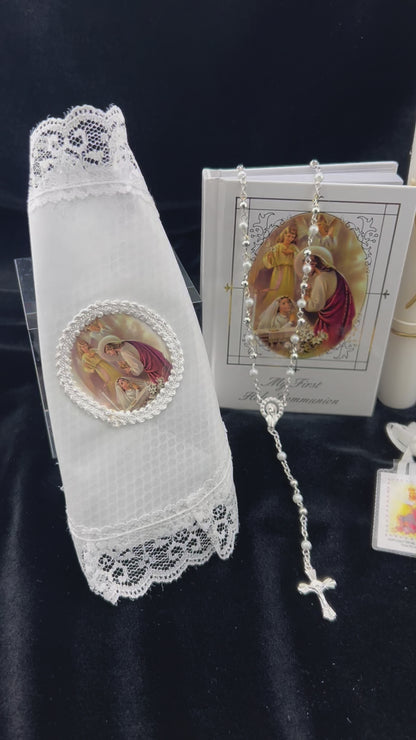 Girls Basic First Communion Candle Set (English)