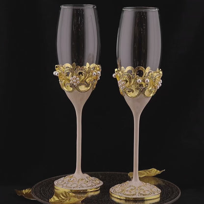 Wedding Flutes Set-Gold-007