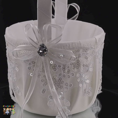 White Flower Girl Basket-506