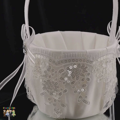 Ivory Flower Girl Basket-506