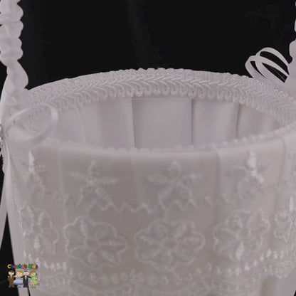 White Flower Girl Basket-508