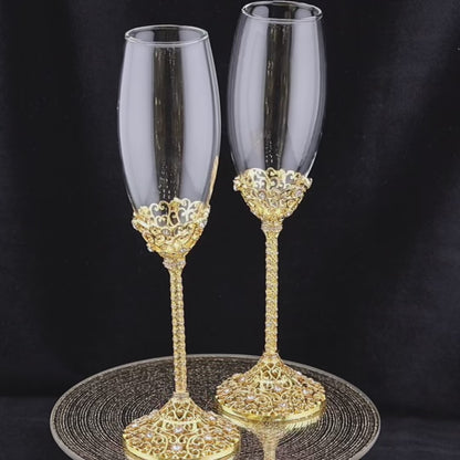 Wedding Flutes Set-Gold-082