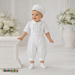 White Spanish Heirloom Baptism Outfit without ceremonial stole, front view, style 0403 - Chacho's Kids